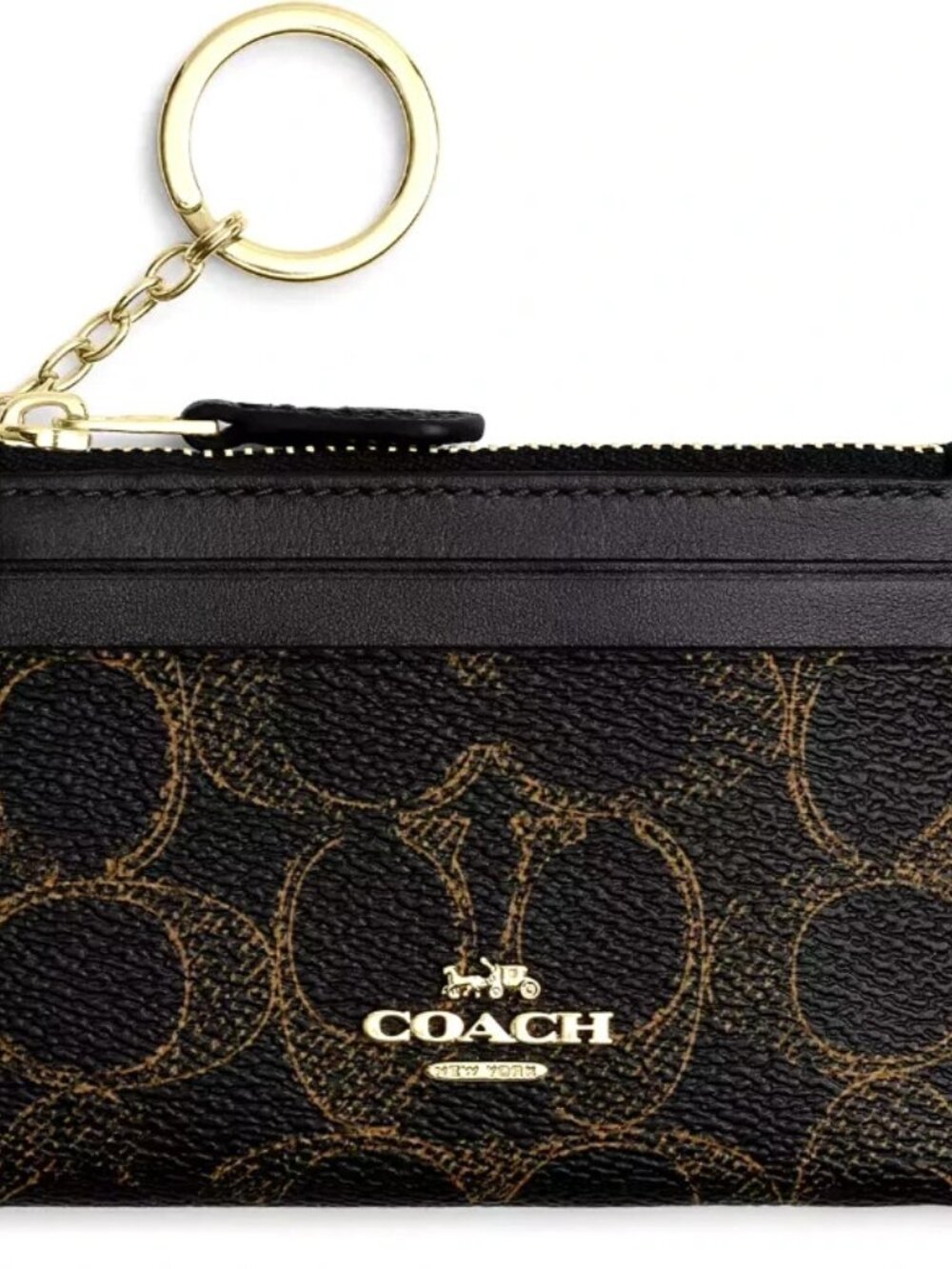 Coach Mini Skinny Id Case - CE120 Brown/Gold Loved Signature Canvas & Leather